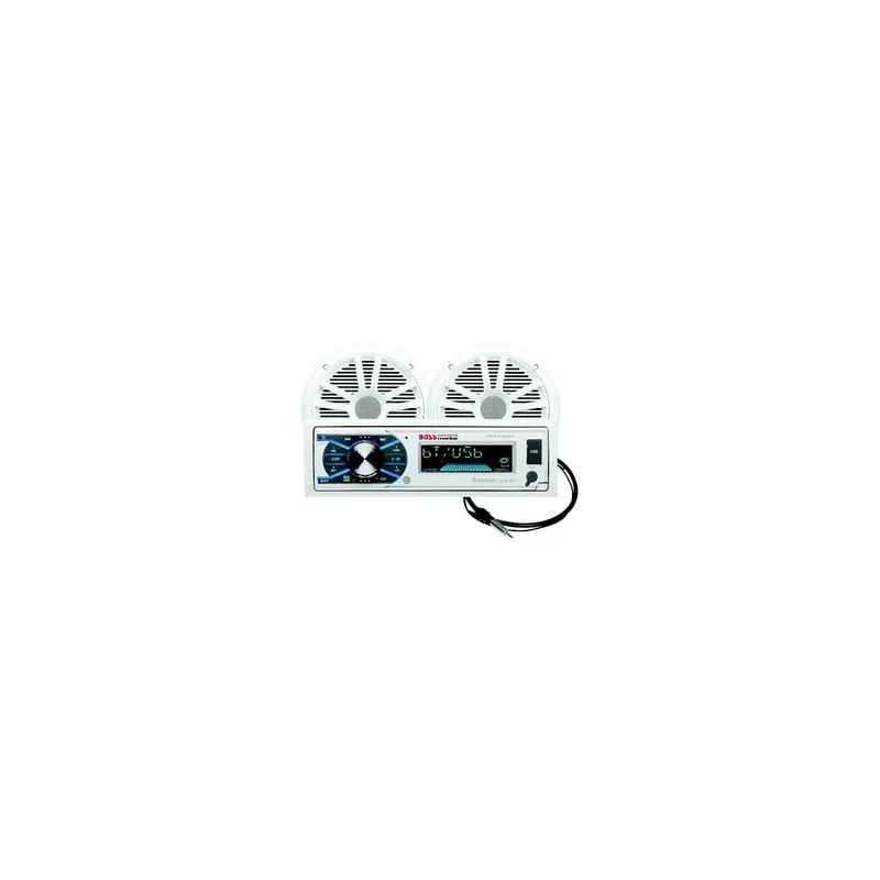 Boss Audio MCK632WB6 Single-Din AM/FM Receiver w/ 6.5" Marine Speakers/ Antenna, White Fast Shipping
