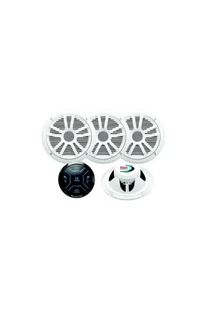 Same Day Shipping Boss Audio MG250W64 Bluetooth® Gauge Receiver Package w/ 4ea 6.5" Marine Speakers
