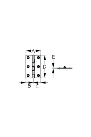 SEA-DOG 2030801 Dampening Butt Hinge, 2", 1" ,1", 3", /1/16", #8 FH, .11/.22 Hassle-Free Returns