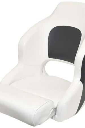 Boat Premium Bucket Seat OV75177WB | White / Gray Vinyl w/ Bolster Hot Deal